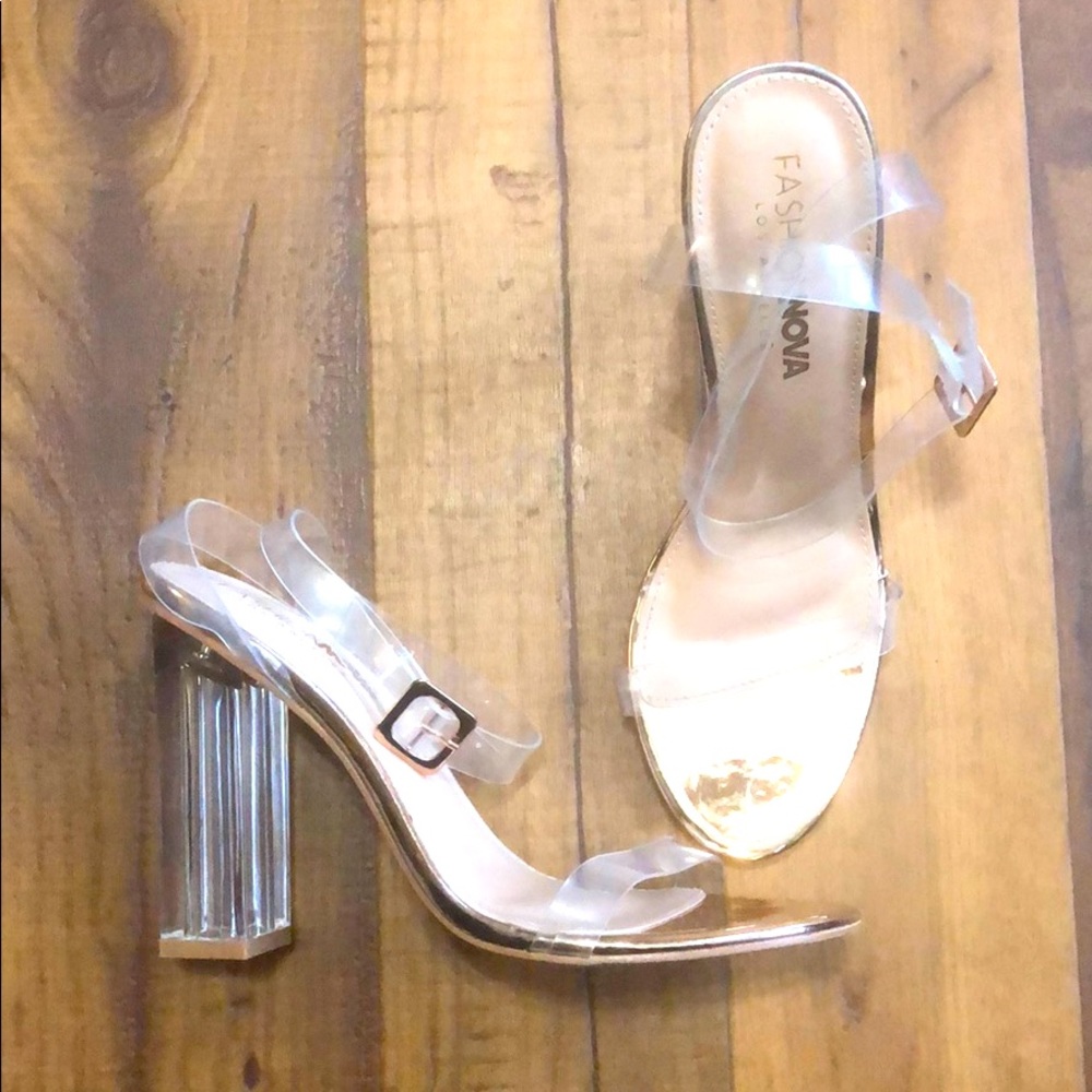 Rose gold “glass” heels